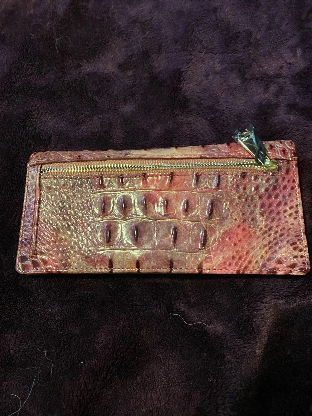 Brahmin Iridescent Pink Croc-Embossed Leather Wallet